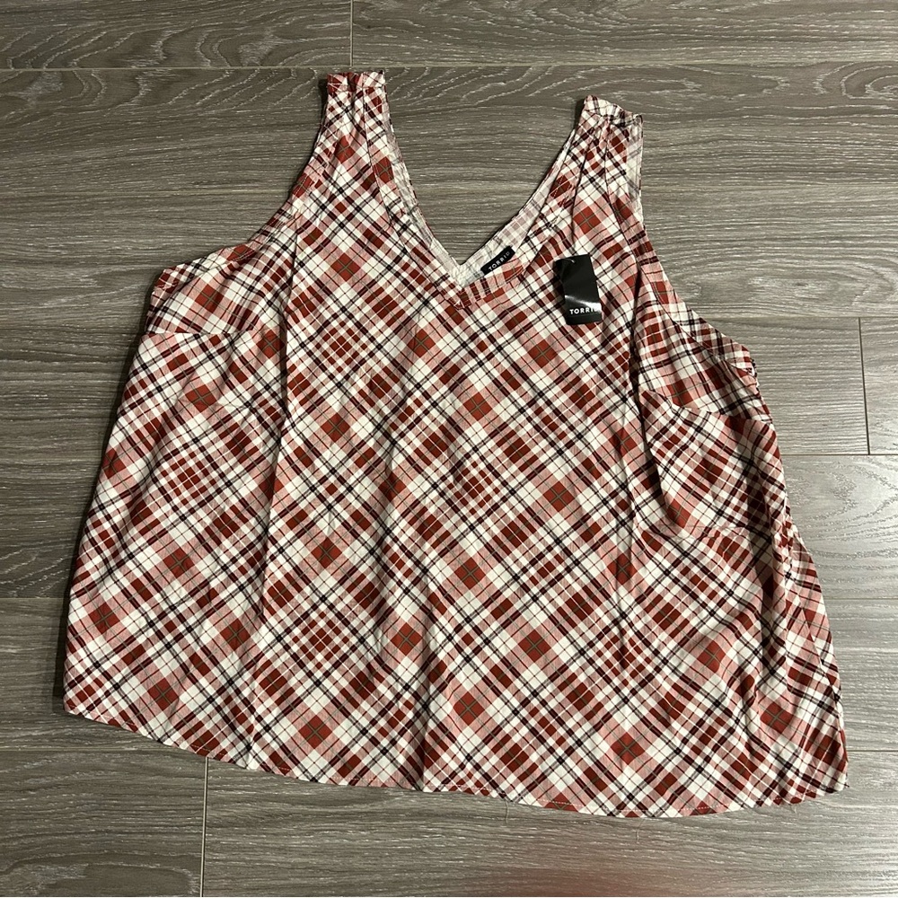 Torrid Ocean Sunset Plaid Tank Top Size 4X NEW